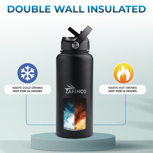 HYDRA FLASK-Tharmal insulated Hiking Hydration Flask- Leak Proof closeable lid & BPA Free Stainless Steel Water Bottle for everyday life-travel, gym and school-Hot & cold- 32 oz.