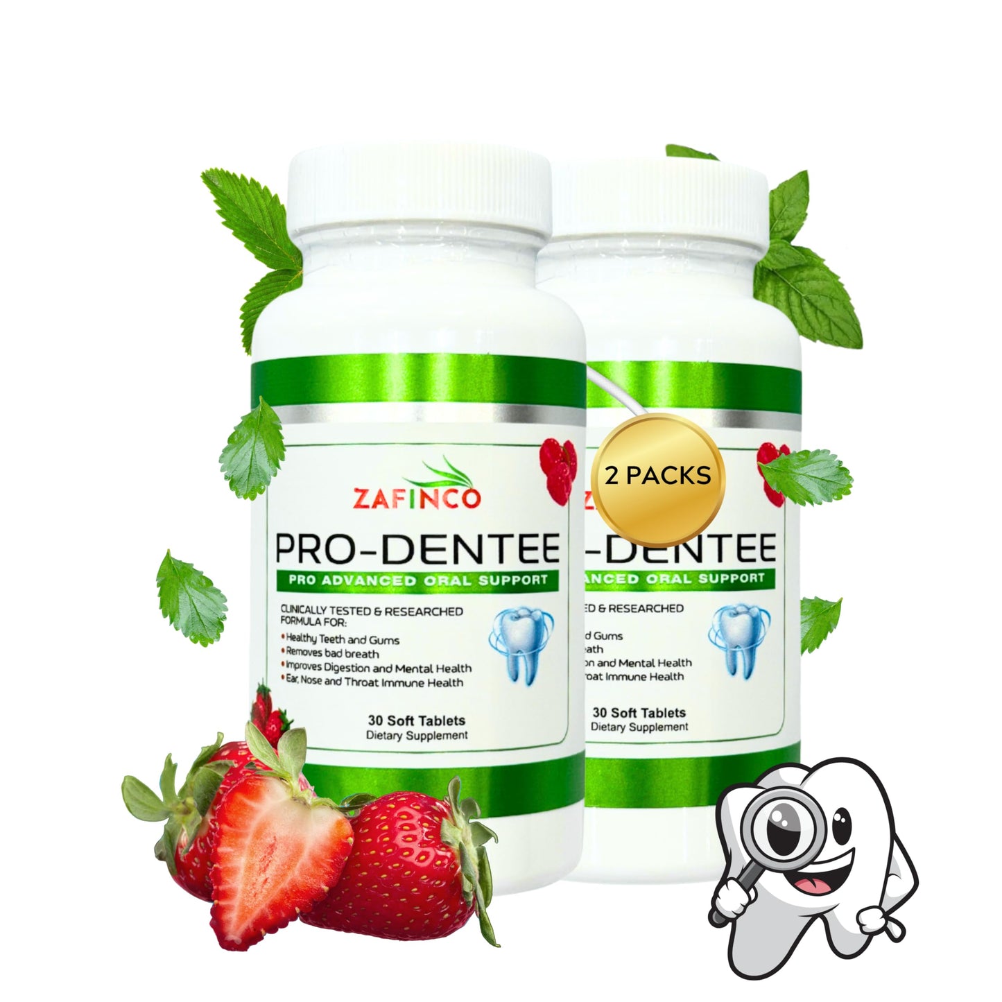 Prodentee Gums and Teeth Health,3.5 Billion Advanced Oral Support for Long Lasting Fresh Breath and Reduce Mouth Bad Breath. Immune Health for Ear. Nose and Throat-Chewable Soft Tablets