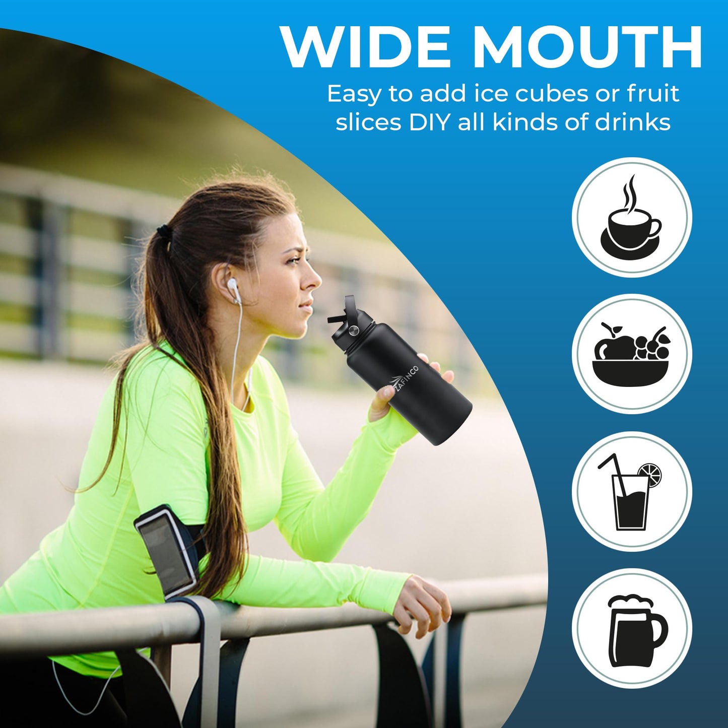 HYDRA FLASK-Tharmal insulated Hiking Hydration Flask- Leak Proof closeable lid & BPA Free Stainless Steel Water Bottle for everyday life-travel, gym and school-Hot & cold- 32 oz.