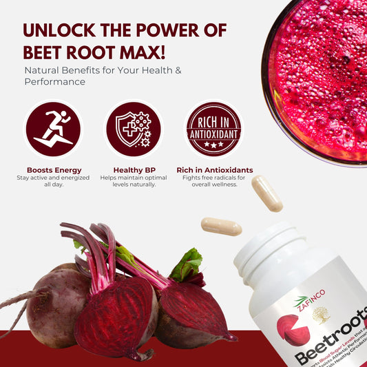 Beet Root MAX Capsules -Organic 1300mg High power BeetRoot Supplements for Blood Flow, Mens Performance, Digestive & Immune System. US made Beet Root Powder Capsules- Non-GMO and Gluten Free-60 Count