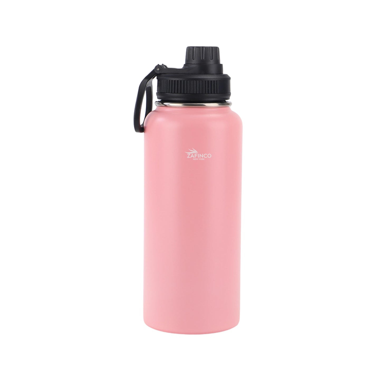 ZAFiNCO Sports and camping Hydration Flask with 3 Lids - Double Walled & Vacuum Insulated Water Bottle - Stainless Steel, Leak Proof & BPA Free (BLACK-32 oz)