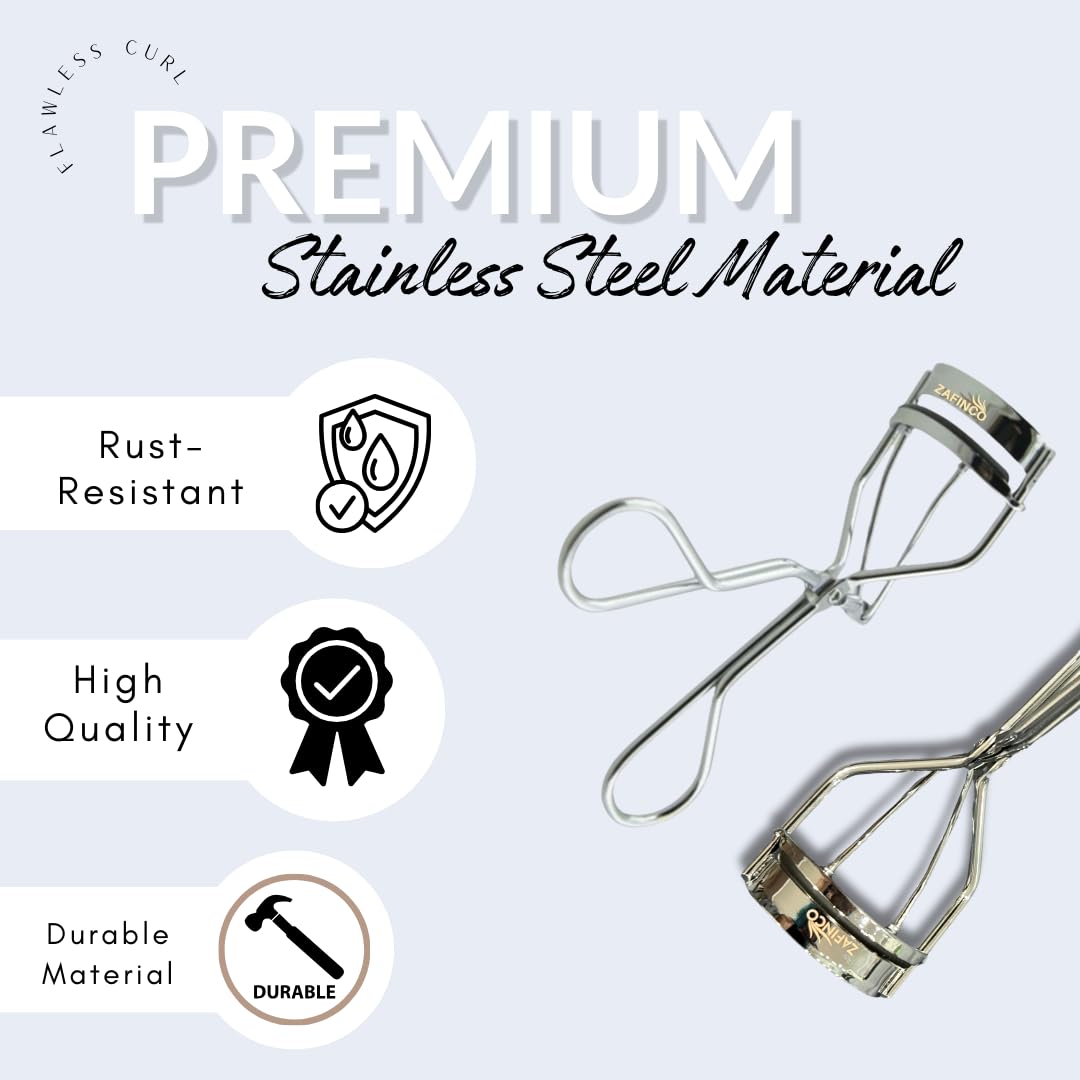 Eyelash Curler with Comfort Grip.Supreme Quality & Stainless Steel Wide Opening Pro Makeup Artist Tool for Using Mascara Application. Easy to use for Long-Lasting curl of Lashes Effect. USA
