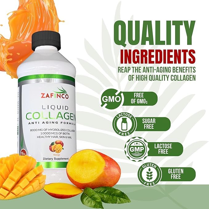 ZAFiNCO Liquid Collagen Peptides for Women & Men -