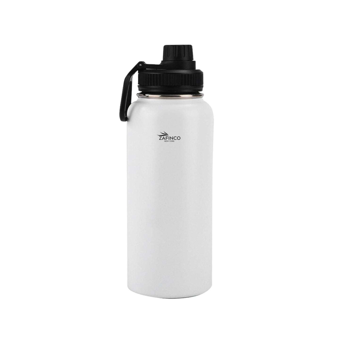 ZAFiNCO Sports and camping Hydration Flask with 3 Lids - Double Walled & Vacuum Insulated Water Bottle - Stainless Steel, Leak Proof & BPA Free (BLACK-32 oz)