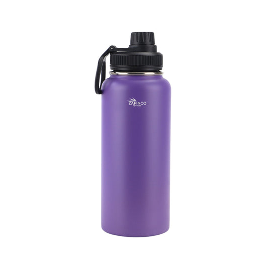 ZAFiNCO Sports and camping Hydration Flask with 3 Lids - Double Walled & Vacuum Insulated Water Bottle - Stainless Steel, Leak Proof & BPA Free (BLACK-32 oz)