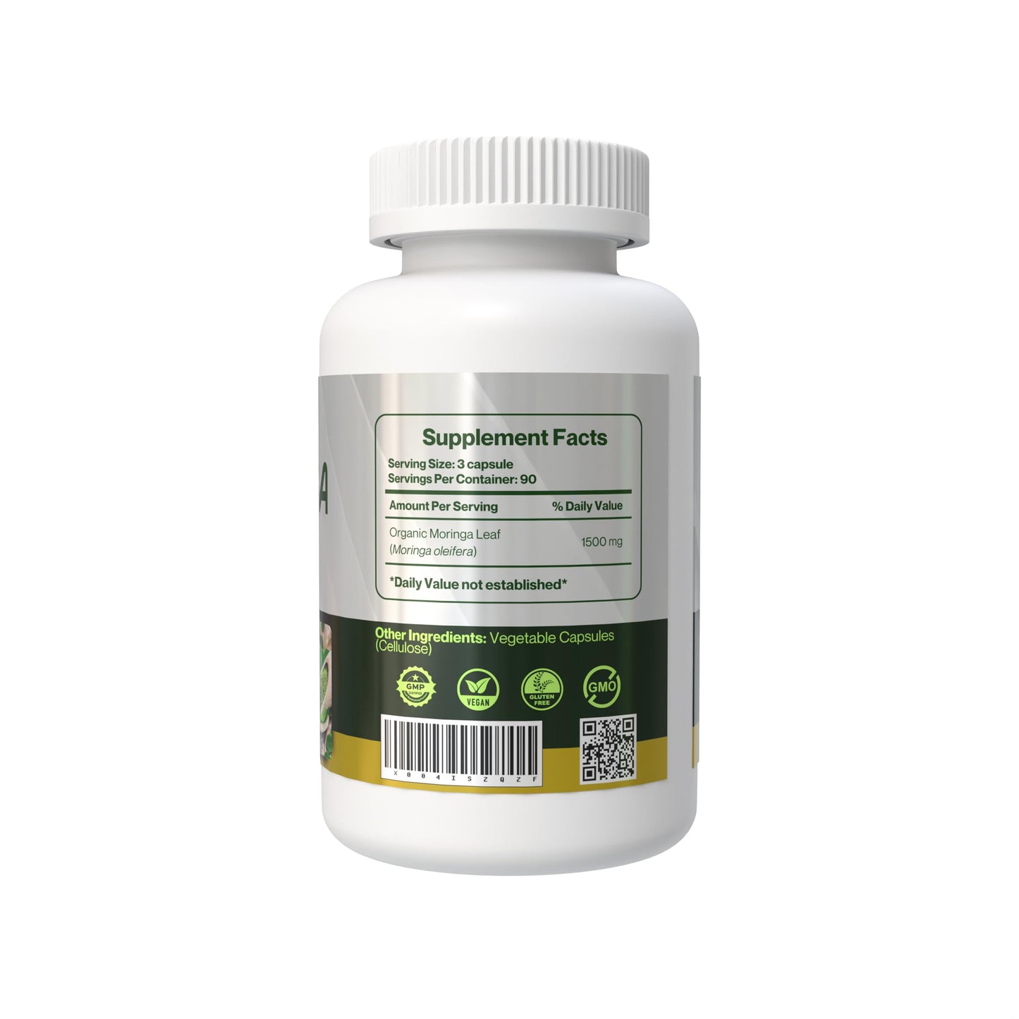 ZAFiNCO Moringa Capsules-1500 mg Organic Moringa Powder Capsules for Energy, Skin, Gut Health, Metabolism, & Immune Support, Rich in Antioxidants, Essential Vitamins & Amino Acids, 90ct