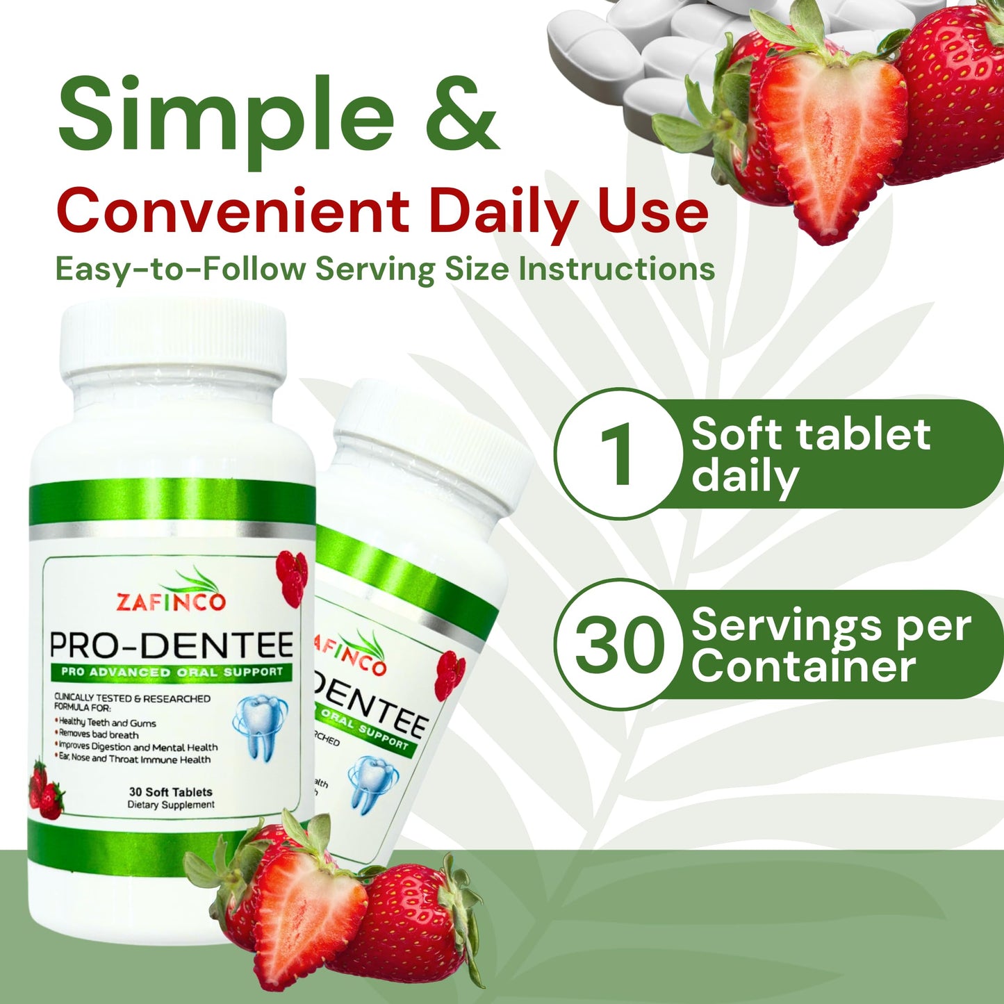 Prodentee Gums and Teeth Health,3.5 Billion Advanced Oral Support for Long Lasting Fresh Breath and Reduce Mouth Bad Breath. Immune Health for Ear. Nose and Throat-Chewable Soft Tablets