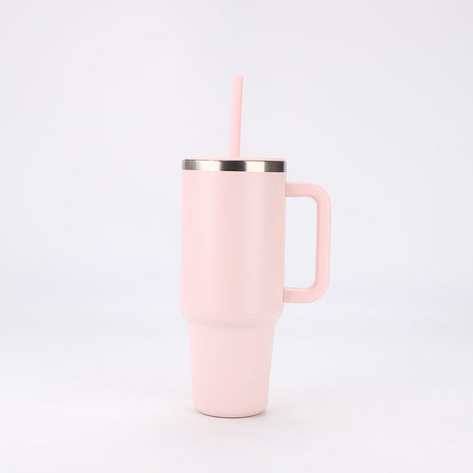 ZAFiNCO 40 oz Tumbler with Handle. Cupholder Friendly Vacuum Sealed Tumbler with Lid and Straw. Reusable Spill Proof Double Wall Stainless Steel Water Bottle for everyday use. GREY