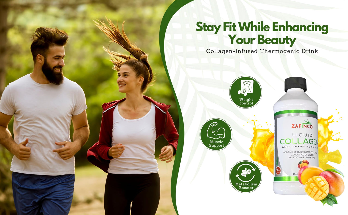 ZAFiNCO Liquid Collagen Peptides for Women & Men -