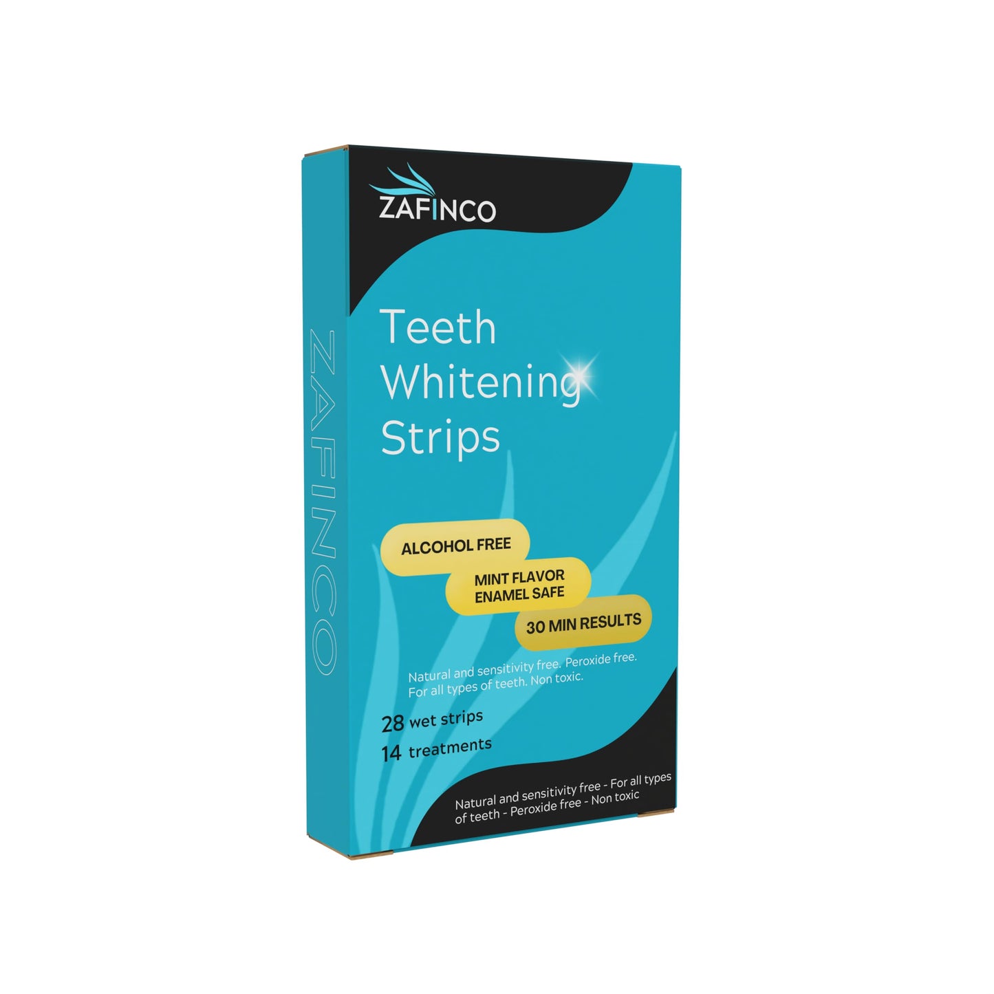 ZAFINCO Teeth Whitening Strips for a Brighter Smile - 28 Mint Flavored Sensitive Teeth Whitening Strips, Dentist Recommended,-Non Toxic, Peroxide Free & Enamel Safe - 14 Treatments, Made in USA
