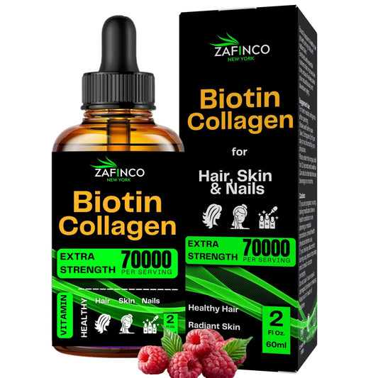 Liquid Biotin & Collagen Drops - 70000 mcg Extra Strength Biotin Drops supports Anti-Aging,Hair Growth,Glowing Skin & Nail Growth Vitamins for Women & Men. Suger free,Gluten free Non GMO Vegan