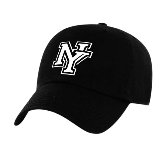 Classic NY Baseball Caps for Men and Women - 100% Cotton NY Cap with Adjustable Self Fabric Strap Closure, One Size Fits All Black