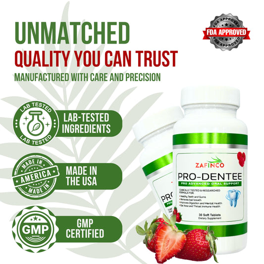 Prodentee Gums and Teeth Health，3.5 Billion Advanced Oral Support for Long Lasting Fresh Breath and Reduce Mouth Bad Breath. Immune Health for Ear. Nose and Throat-Chewable Soft Tablets