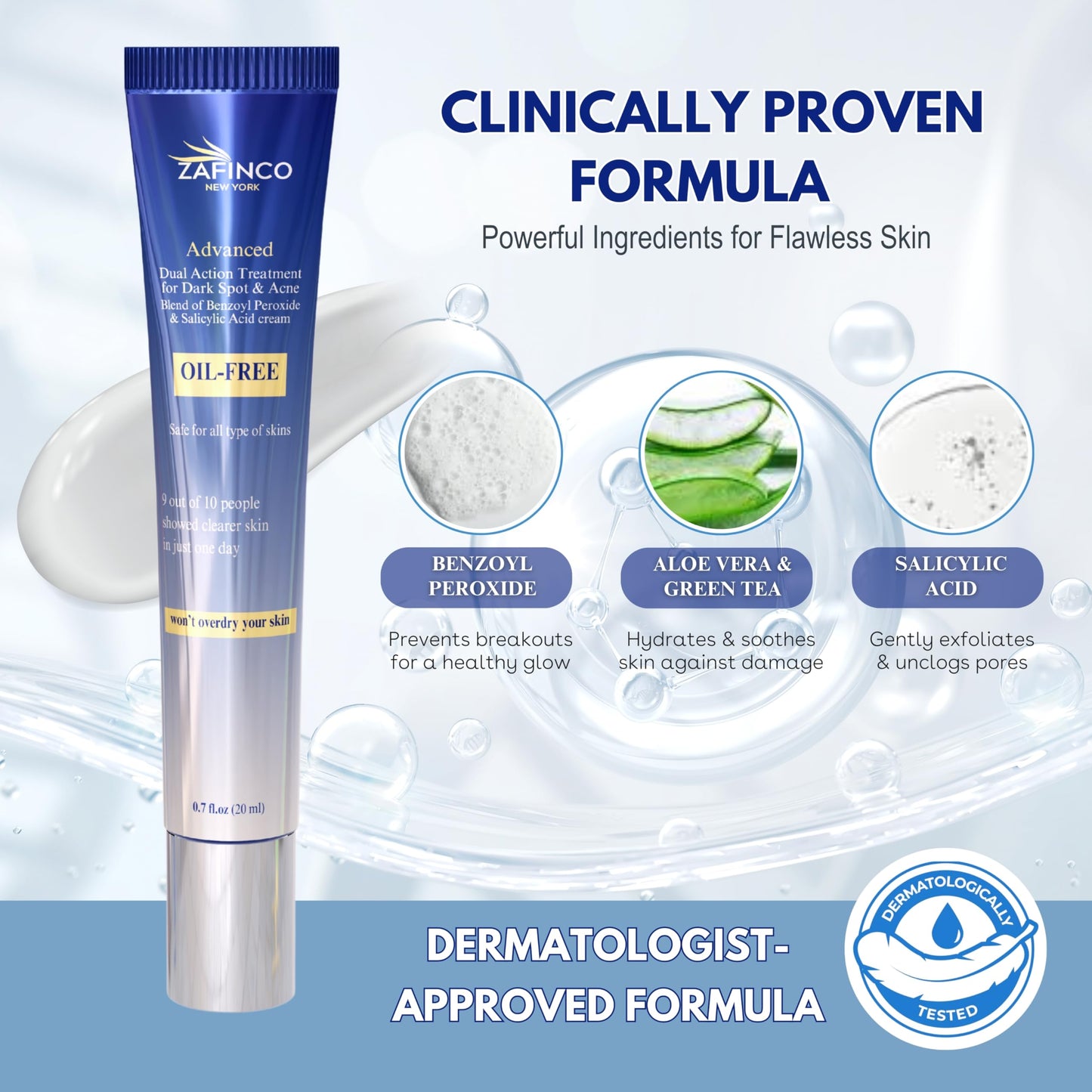 ZAFiNCO Advanced Dark Spot Corrector Cream for Dark Spots, Acne, Age Spots - Dual action Dark Spot Remover for Women and Men with Vitamin C, Salicylic Acid, Suitable for All Skin Types, 0.7 Fl oz